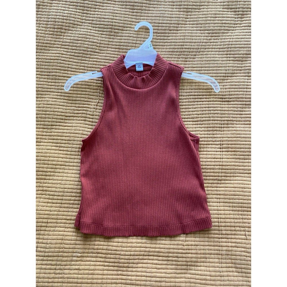 Women's‎ Old Navy Mock Neck Sleeveless Crop Orange Top Size Petite Small